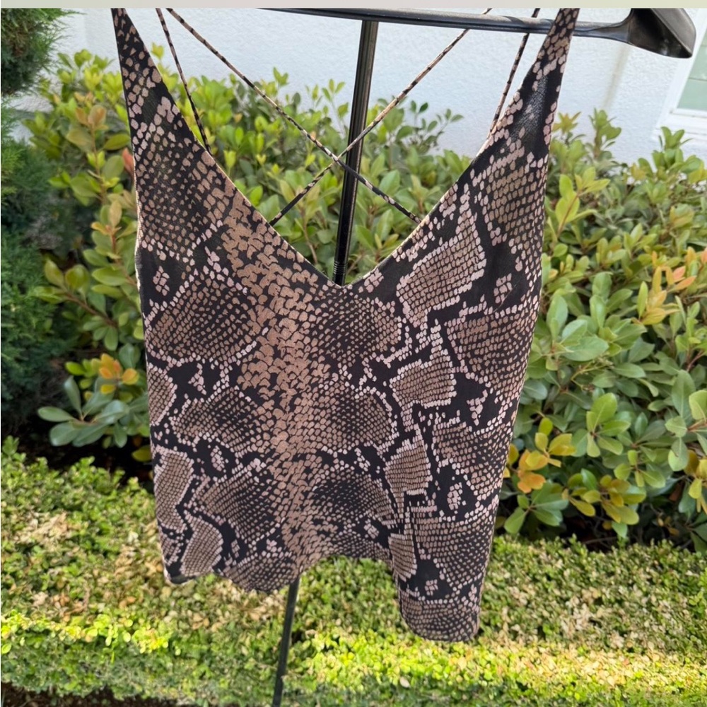 Zara Black and Tan Snake Print Top